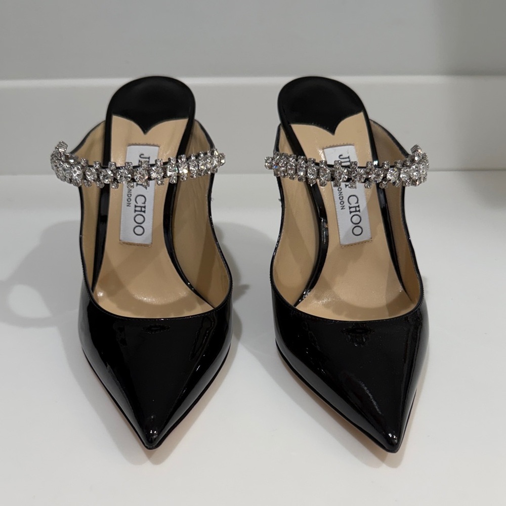 Jimmy Choo Black Heels with Crystal Straps